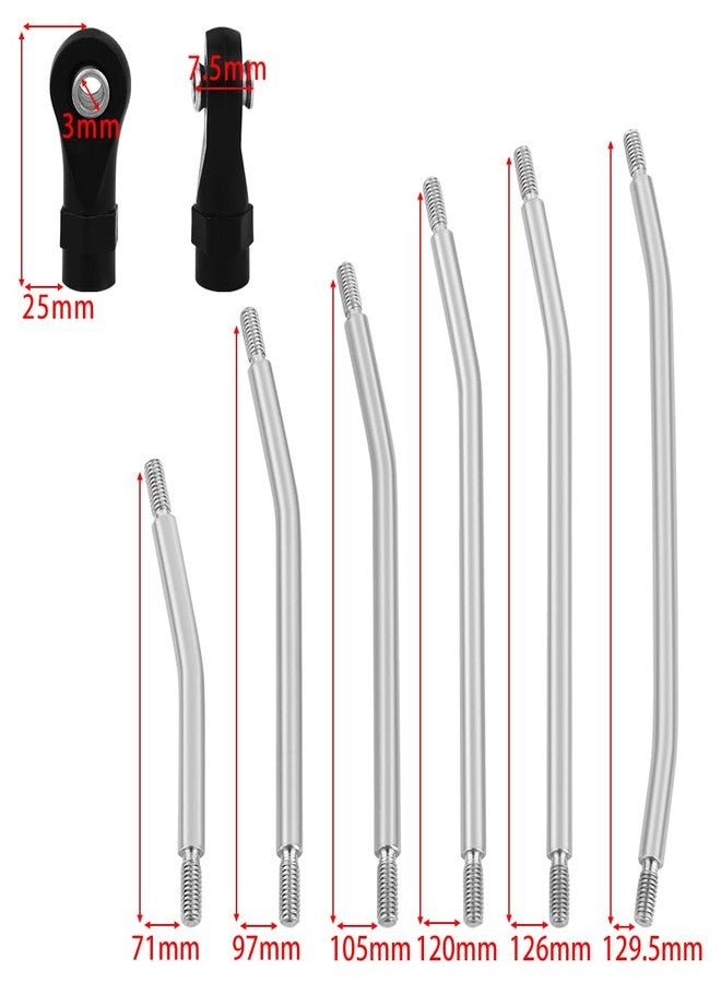 Pothyes 324mm Wheelbase Stainless Steel Rod Links Linkage Set with Steering Link for 1/10 Axial SCX10 & SCX10 II 90046 RC Crawler Car Upgrade,10PCS - Image 3
